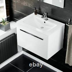 600 Wall Hung Cloakroom Basin Vanity Unit 1 Drawer Bathroom Cabinet Emerald