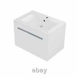 600 Wall Hung Cloakroom Basin Vanity Unit 1 Drawer Bathroom Cabinet Emerald