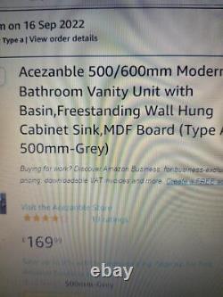 600 grey bathroom vanity unit with sink