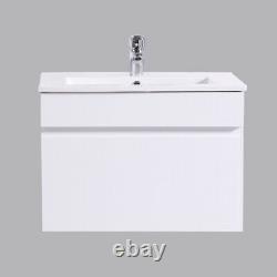 600 mm Bathroom Basin Sink Vanity Unit Wall Hung Storage Gloss White Furniture