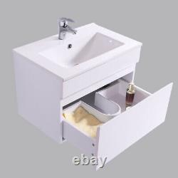 600 mm Bathroom Basin Sink Vanity Unit Wall Hung Storage Gloss White Furniture