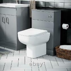 600 mm Light Grey Vanity Basin Sink Unit & WC Toilet Pan Cabinet Suite Debra