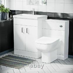 600 mm White Basin Sink Vanity Unit & WC Toilet Pan Cabinet Suite Debra