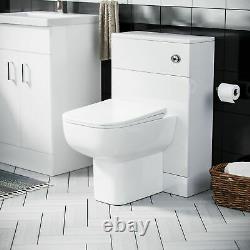 600 mm White Basin Sink Vanity Unit & WC Toilet Pan Cabinet Suite Debra