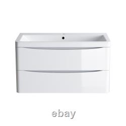 600mm 800mm Bathroom Vanity Unit Basin Sink 2 Drawers Storage Cabinet White Grey