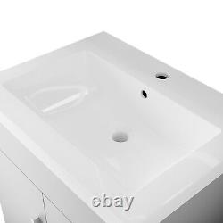 600mm Bathroom Basin Sink Vanity Unit Floor Standing Gloss Grey Storage Cabinet
