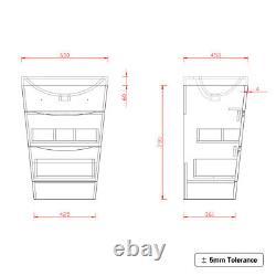 600mm Bathroom Basin Vanity Unit Floor Standing Cabinet Furniture Gloss White