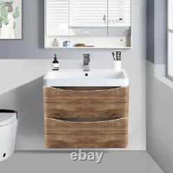 600mm Bathroom Basin Vanity Unit Storage Wall Hung Cabinet Furniture Grey Oak