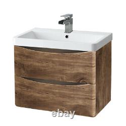 600mm Bathroom Basin Vanity Unit Storage Wall Hung Cabinet Furniture Grey Oak