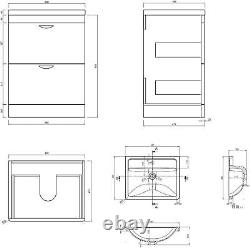 600mm Bathroom Cabinet Vanity Unit Apollo Floor Ceramic Basin Sink Gloss Grey