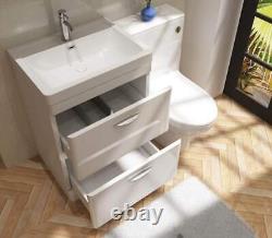 600mm Bathroom Cabinet Vanity Unit Apollo Floor Ceramic Basin Sink Gloss White