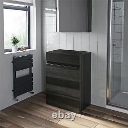 600mm Bathroom Countertop Vanity Door Unit Floor Standing Charcoal Grey