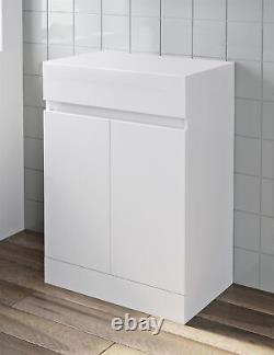 600mm Bathroom Countertop Vanity Door Unit Floor Standing Soft Close White Gloss