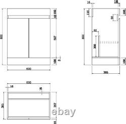 600mm Bathroom Countertop Vanity Door Unit Floor Standing Soft Close White Gloss