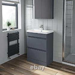 600mm Bathroom Drawer Vanity Unit Basin Toilet Modern Soft Close Seat Gloss Grey