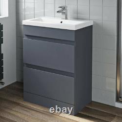 600mm Bathroom Drawer Vanity Unit Basin Toilet Modern Soft Close Seat Gloss Grey