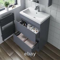 600mm Bathroom Drawer Vanity Unit Basin Toilet Modern Soft Close Seat Gloss Grey