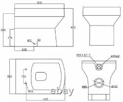 600mm Bathroom Drawer Vanity Unit Basin Toilet Modern Soft Close Seat Gloss Grey