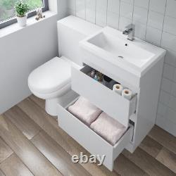 600mm Bathroom Drawer Vanity Unit Basin Toilet Soft Close Seat WC Gloss White