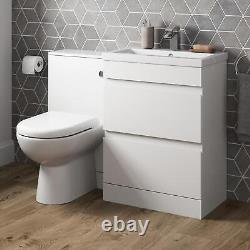 600mm Bathroom Drawer Vanity Unit Basin Toilet Soft Close Seat WC Gloss White