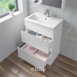 600mm Bathroom Drawer Vanity Unit Basin Toilet Soft Close Seat WC Gloss White