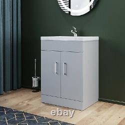 600mm Bathroom Sink Vanity Unit Basin Grey Gloss Storage Cabinet Home Furniture