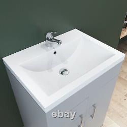 600mm Bathroom Sink Vanity Unit Basin Grey Gloss Storage Cabinet Home Furniture