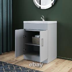 600mm Bathroom Sink Vanity Unit Basin Storage Cabinet Grey Gloss Home Furniture