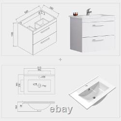 600mm Bathroom Storage Vanity Unit with Ceramic Minimalistic Basin Floor or Wall