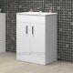 600mm Bathroom Turin Gloss White 2 Door Vanity Unit & Basin