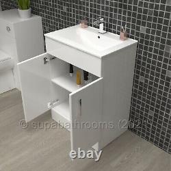 600mm Bathroom Turin Gloss White 2 Door Vanity Unit & Basin