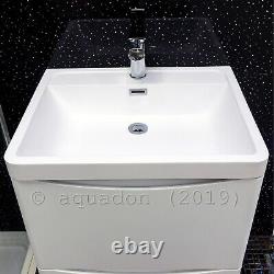 600mm Bathroom Vanity Basin Unit Storage 2 Drawer Cabinet Furniture White Gloss