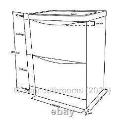 600mm Bathroom Vanity Basin Unit Storage 2 Drawer White Gloss Cabinet Furniture