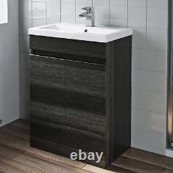 600mm Bathroom Vanity Unit Basin 2 Door Storage Cabinet Furniture Charcoal Grey