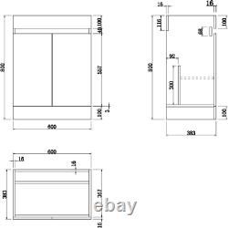 600mm Bathroom Vanity Unit Basin 2 Door Storage Cabinet Furniture Charcoal Grey