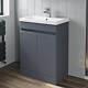 600mm Bathroom Vanity Unit Basin 2 Door Storage Cabinet Furniture Grey Gloss