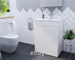 600mm Bathroom Vanity Unit Basin 2 Door Storage Cabinet Furniture White Gloss