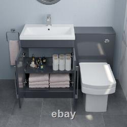 600mm Bathroom Vanity Unit Basin Concealed Cistern Square Toilet WC Gloss Grey