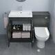 600mm Bathroom Vanity Unit Basin Concealed Cistern Toilet Charcoal Grey Modern