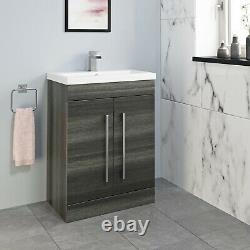 600mm Bathroom Vanity Unit Basin Concealed Cistern Toilet Charcoal Grey Modern