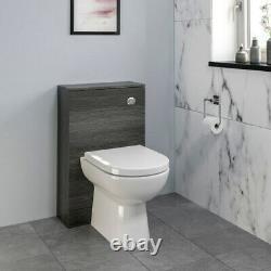 600mm Bathroom Vanity Unit Basin Concealed Cistern Toilet Charcoal Grey Modern