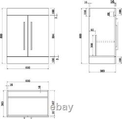 600mm Bathroom Vanity Unit Basin Concealed Cistern Toilet Charcoal Grey Modern