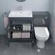 600mm Bathroom Vanity Unit Basin Concealed Cistern Toilet Wc Gloss Grey Modern