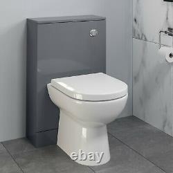 600mm Bathroom Vanity Unit Basin Concealed Cistern Toilet WC Gloss Grey Modern