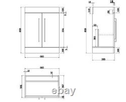 600mm Bathroom Vanity Unit Basin Concealed Cistern Toilet WC Gloss Grey Modern