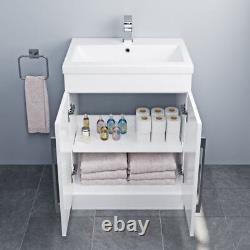 600mm Bathroom Vanity Unit Basin Concealed Cistern Toilet WC Gloss White Modern