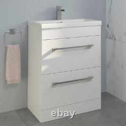600mm Bathroom Vanity Unit Basin Drawer Storage Cabinet Furniture Gloss White