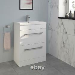600mm Bathroom Vanity Unit Basin Drawer Storage Cabinet Furniture Gloss White