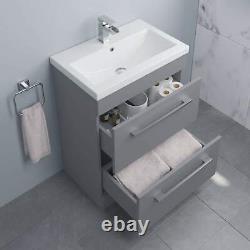 600mm Bathroom Vanity Unit Basin Drawer Storage Cabinet Furniture Grey Gloss