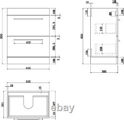 600mm Bathroom Vanity Unit Basin Drawer Storage Cabinet Furniture Grey Gloss